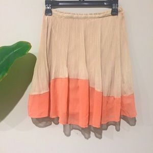 Lauren Conrad Pleated Nude and Salmon Skirt